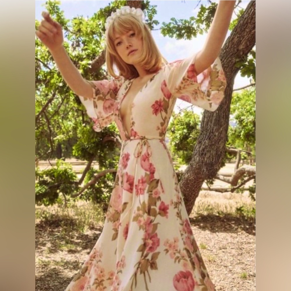NWT Reformation Rhodes Midi Wrap Dress in Josephine Floral Size XS